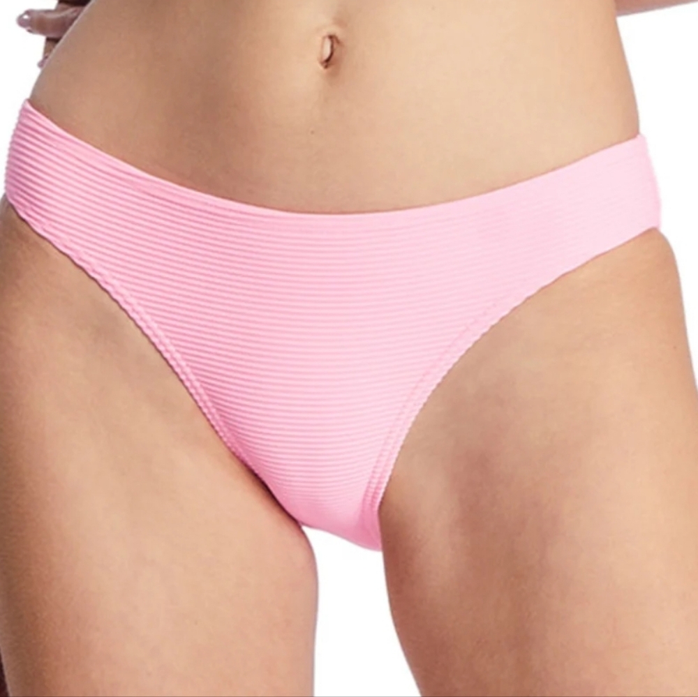 Billabong Tanlines Lowrider Pink Ribbed Bikini Swimsuit Bottom